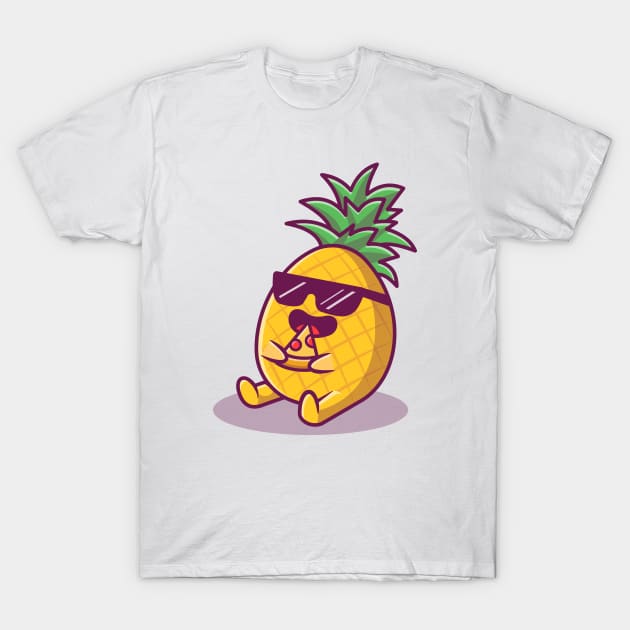 Cute Pineapple Eating Pizza T-Shirt by Catalyst Labs